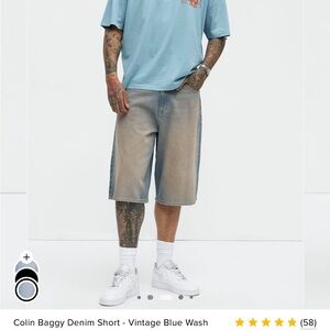 Vintage Blue Wash Baggy Denim Shorts